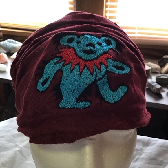 Grateful Dead Embroidered Dancing Bear Head Scarf - Picture 2 of 8